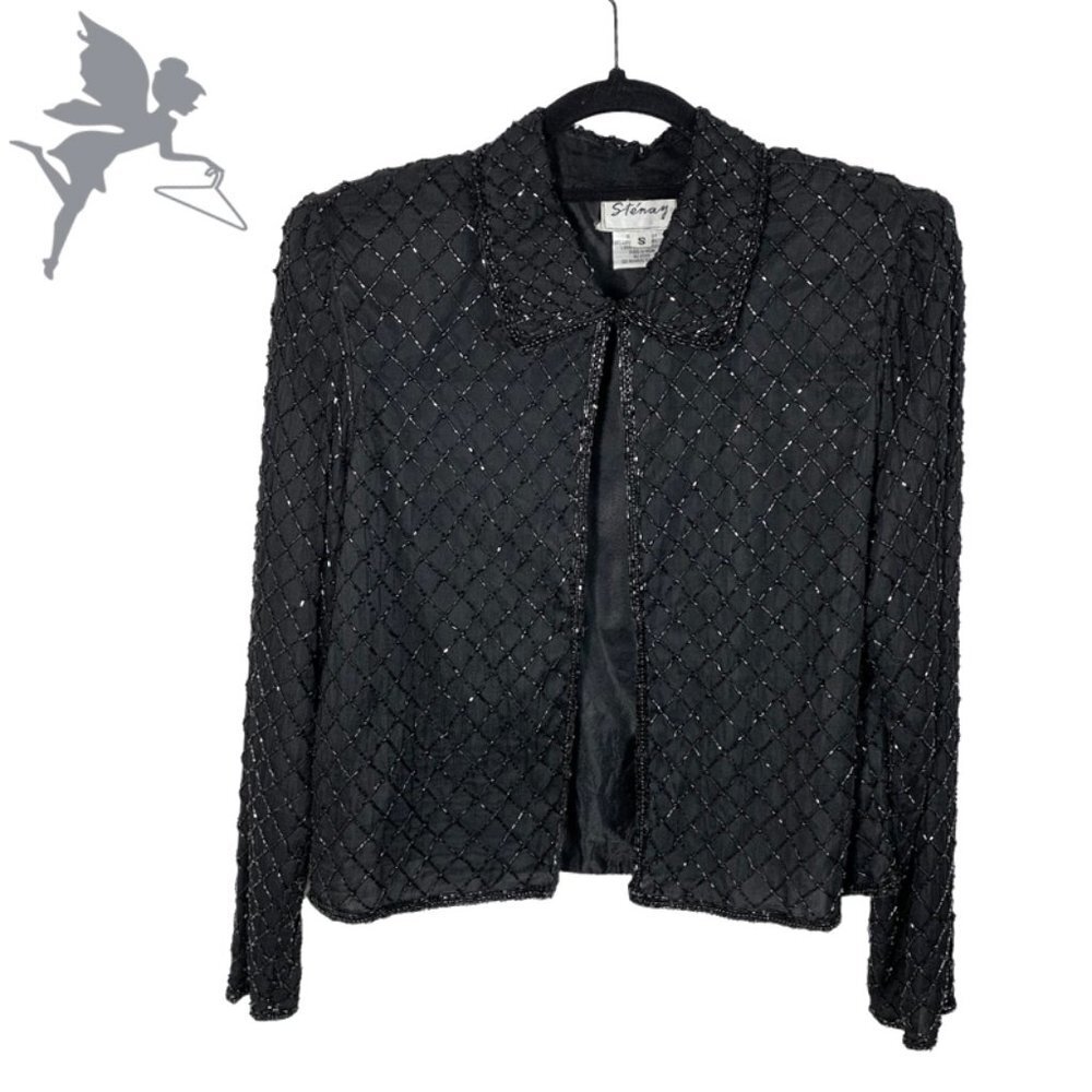 VINTAGE STENAY Diamond Pattern Cropped Beaded Evening Jacket